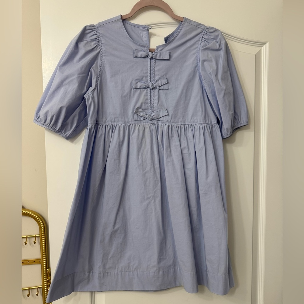 Zara Kids Light Blue Dress bow front size 13-14